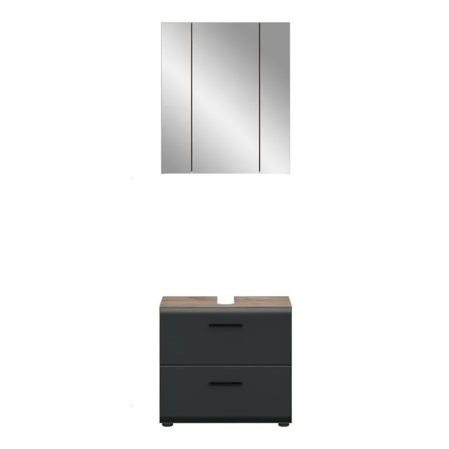 Merkloos Hioshop Ice badkamer I9 zwart mat- eiken decor