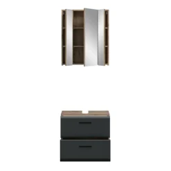 Merkloos Hioshop Ice badkamer I9 zwart mat- eiken decor