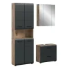 Badmeubelsets-Merkloos Hioshop Ice badkamer I19 zwart mat- eiken decor