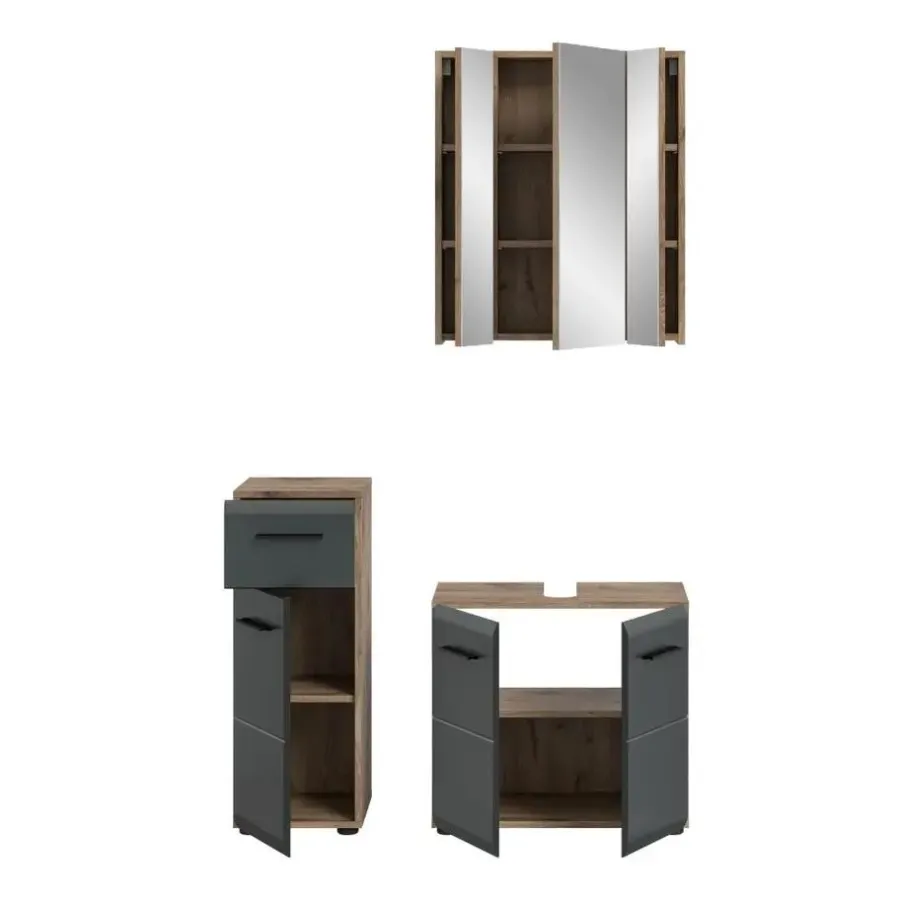 Merkloos Hioshop Ice badkamer I28 zwart mat- eiken decor