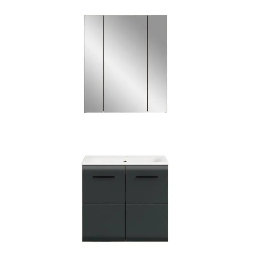 Badmeubelsets-Merkloos Hioshop Ice badkamer I3 zwart mat- eiken decor