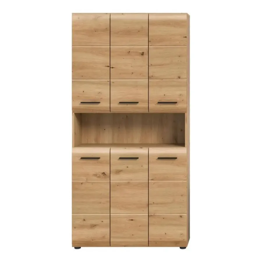 Merkloos Hioshop Ice badkamerkast 6 deuren- 1 plank eiken decor