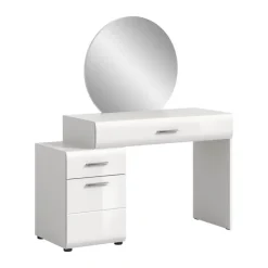 Merkloos Hioshop Ice kaptafel inclusief spiegel 1 deur- 2 lades wit hoogglans- wit