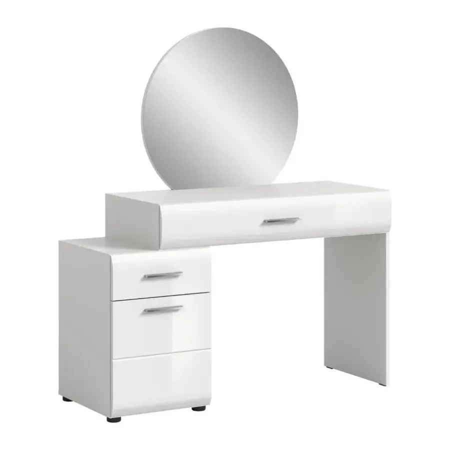 Merkloos Hioshop Ice kaptafel inclusief spiegel 1 deur- 2 lades wit hoogglans- wit