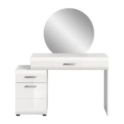 Merkloos Hioshop Ice kaptafel inclusief spiegel 1 deur- 2 lades wit hoogglans- wit