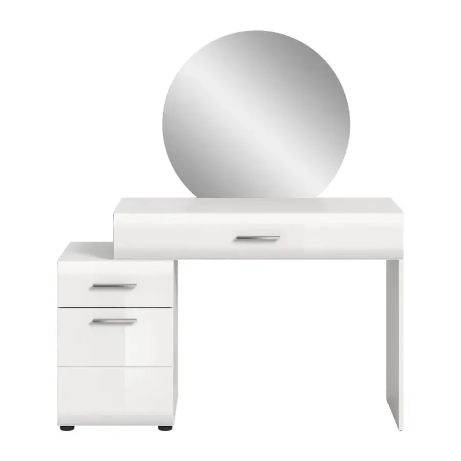 Merkloos Hioshop Ice kaptafel inclusief spiegel 1 deur- 2 lades wit hoogglans- wit