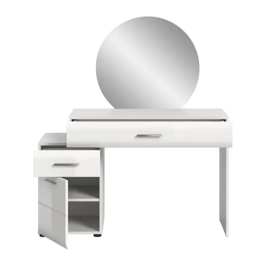 Merkloos Hioshop Ice kaptafel inclusief spiegel 1 deur- 2 lades wit hoogglans- wit