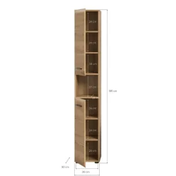 Hoge Kasten-Merkloos Hioshop Ice kolomkast 2 deuren- 1 plank eiken decor