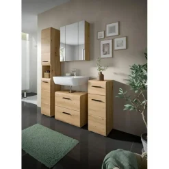 Hoge Kasten-Merkloos Hioshop Ice kolomkast 2 deuren- 1 plank eiken decor