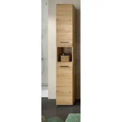 Hoge Kasten-Merkloos Hioshop Ice kolomkast 2 deuren- 1 plank eiken decor