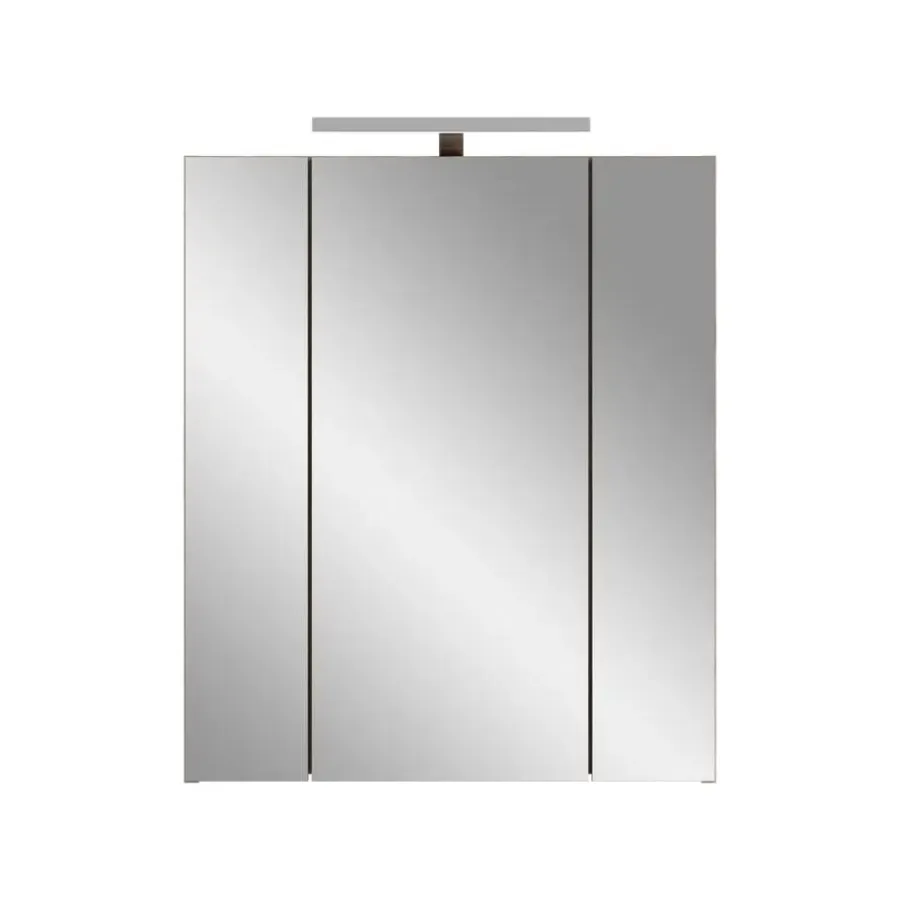 Merkloos Hioshop Ice spiegelkast inclusief verlichting 3 spiegeldeuren zwart mat- eiken
