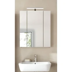 Merkloos Hioshop Ice spiegelkast inclusief verlichting 3 spiegeldeuren zwart mat- eiken