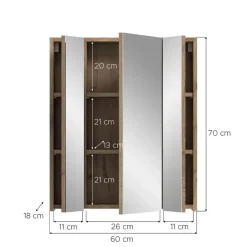 Spiegelkasten-Merkloos Hioshop Ice spiegelkast zwart mat- eiken decor
