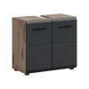 Wastafelkasten-Merkloos Hioshop Ice wastafel 2 deuren zwart mat- eiken decor