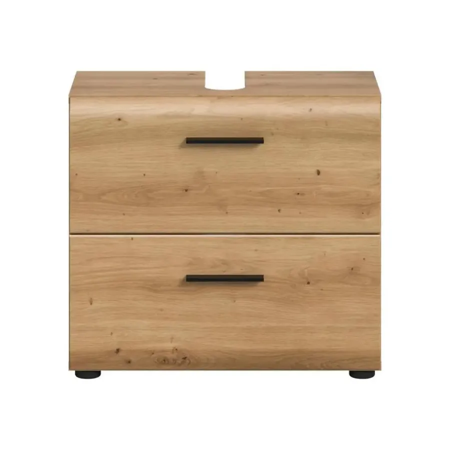 Merkloos Hioshop Ice wastafel 2 lades eiken decor