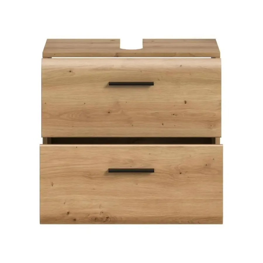 Merkloos Hioshop Ice wastafel 2 lades eiken decor