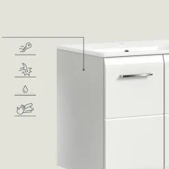 Wastafelkasten-Merkloos Hioshop Ice wastafel inclusief was 2 deuren wit hoogglans- wit