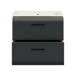 Wastafelkasten-Merkloos Hioshop Ice wastafel inclusief was 2 lades zwart mat- eiken decor
