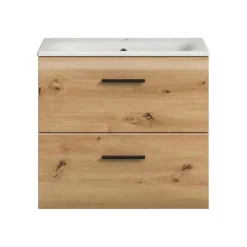 Merkloos Hioshop Ice wastafel inclusief was 2 lades eiken decor