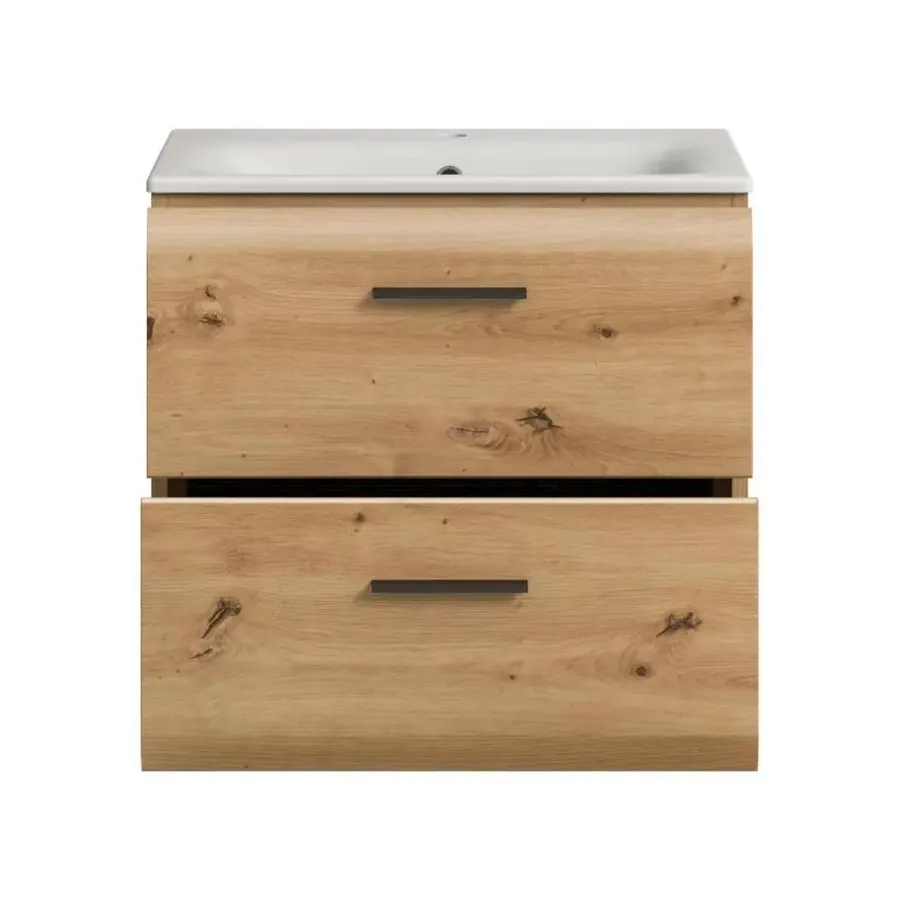 Merkloos Hioshop Ice wastafel inclusief was 2 lades eiken decor