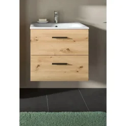 Merkloos Hioshop Ice wastafel inclusief was 2 lades eiken decor