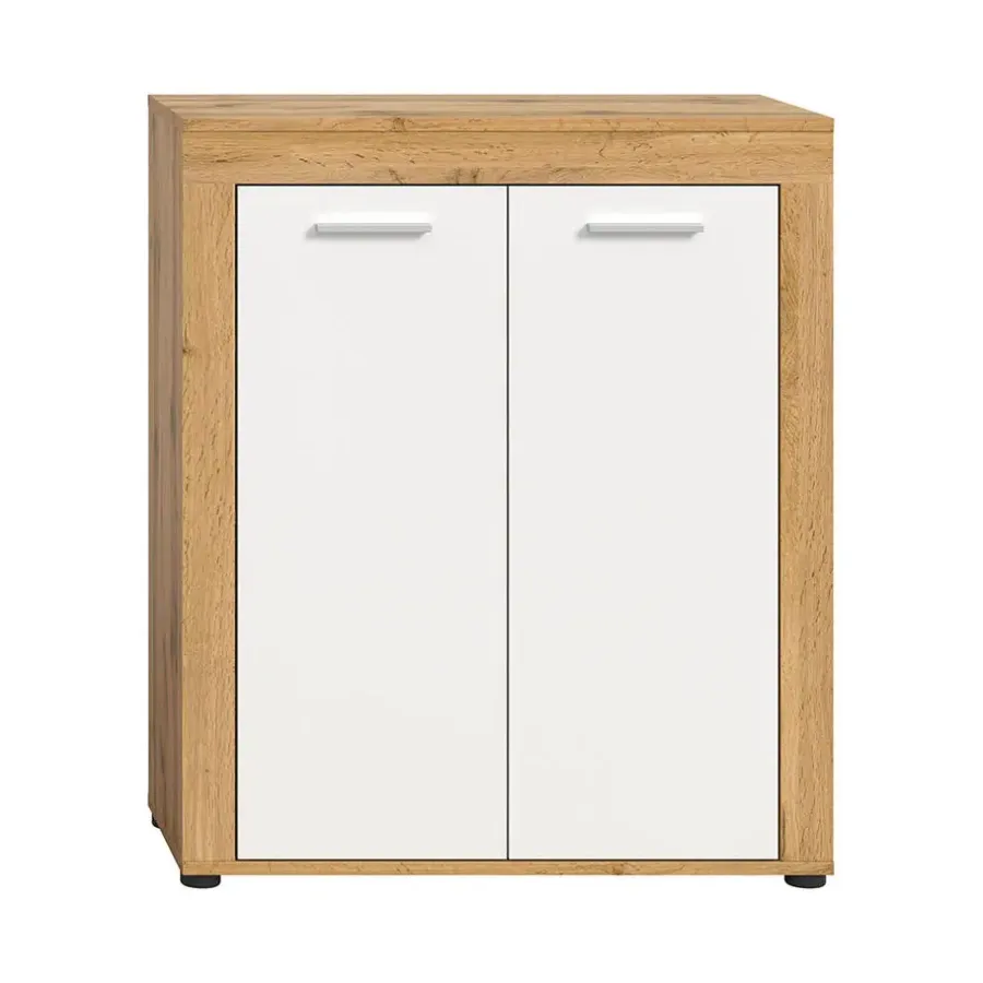 Hioshop Jam schoenenkast 2 deuren wit- eik decor