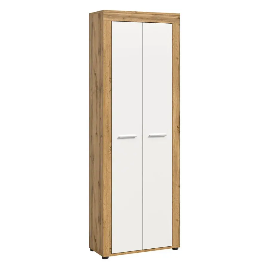Hioshop Jam schoenenkast 2 deuren wit- eik decor