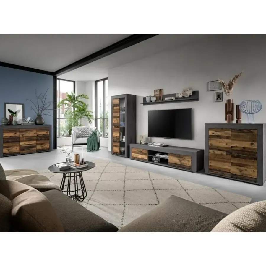Wandplanken-Merkloos Hioshop Jam wandkast wandplank 1 plank eiken decor