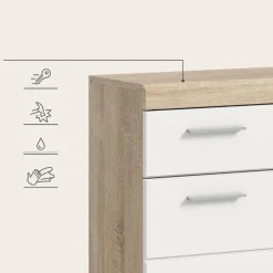 Merkloos Hioshop Lambada badkamerkast 2 deuren- 1 lade wit hoogglans- eiken decor