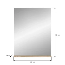 Spiegels-Merkloos Hioshop Lambada spiegel bad 1 deur- 1 plank wit hoogglans- eiken decor