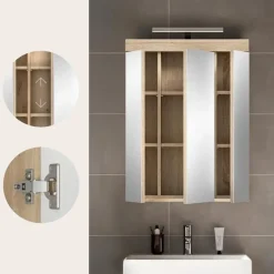 Spiegelkasten-Merkloos Hioshop Lambada spiegelkast inclusief verlichting 2 deuren- 3 spiegeldeuren- 3
