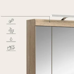Spiegelkasten-Merkloos Hioshop Lambada spiegelkast inclusief verlichting 2 deuren- 3 spiegeldeuren- 3