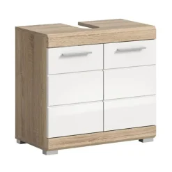 Merkloos Hioshop Lambada wastafel 2 deuren wit hoogglans- eiken decor