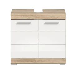 Merkloos Hioshop Lambada wastafel 2 deuren wit hoogglans- eiken decor