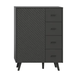 Dressoirs-Hioshop Linea dressoir 4 laden 1 deur mat grijs