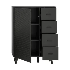 Dressoirs-Hioshop Linea dressoir 4 laden 1 deur mat grijs
