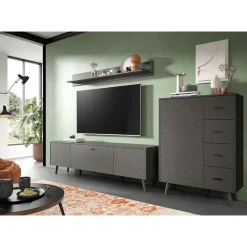 Dressoirs-Hioshop Linea dressoir 4 laden 1 deur mat grijs