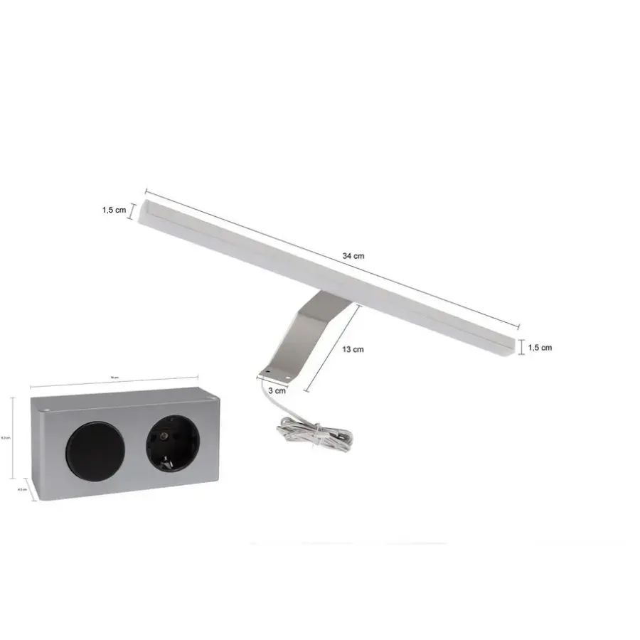Spiegelkasten-Hioshop Linus spiegelkast 3 deuren met licht zwart
