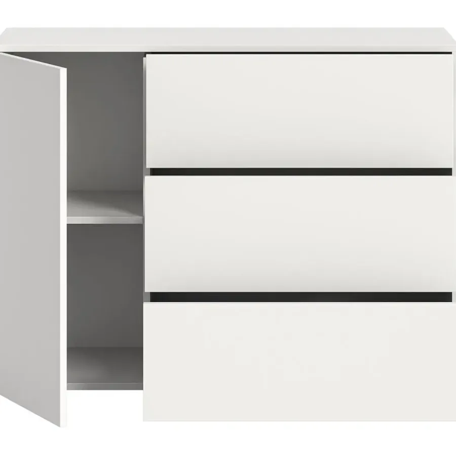 Dressoirs-Hioshop Loft dressoir 3 laden 1 deur wit