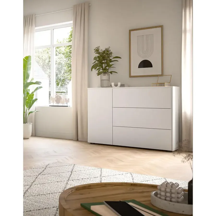 Dressoirs-Hioshop Loft dressoir 3 laden 1 deur wit