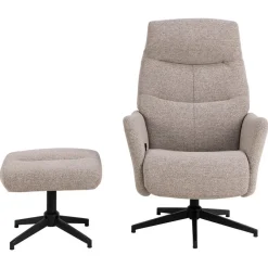 Fauteuils-Hioshop London fauteuil recliner met voetenbank bouclé beige