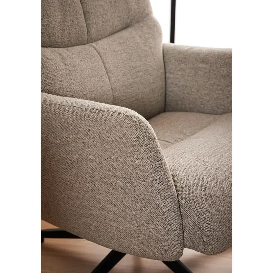 Fauteuils-Hioshop London fauteuil recliner met voetenbank bouclé beige