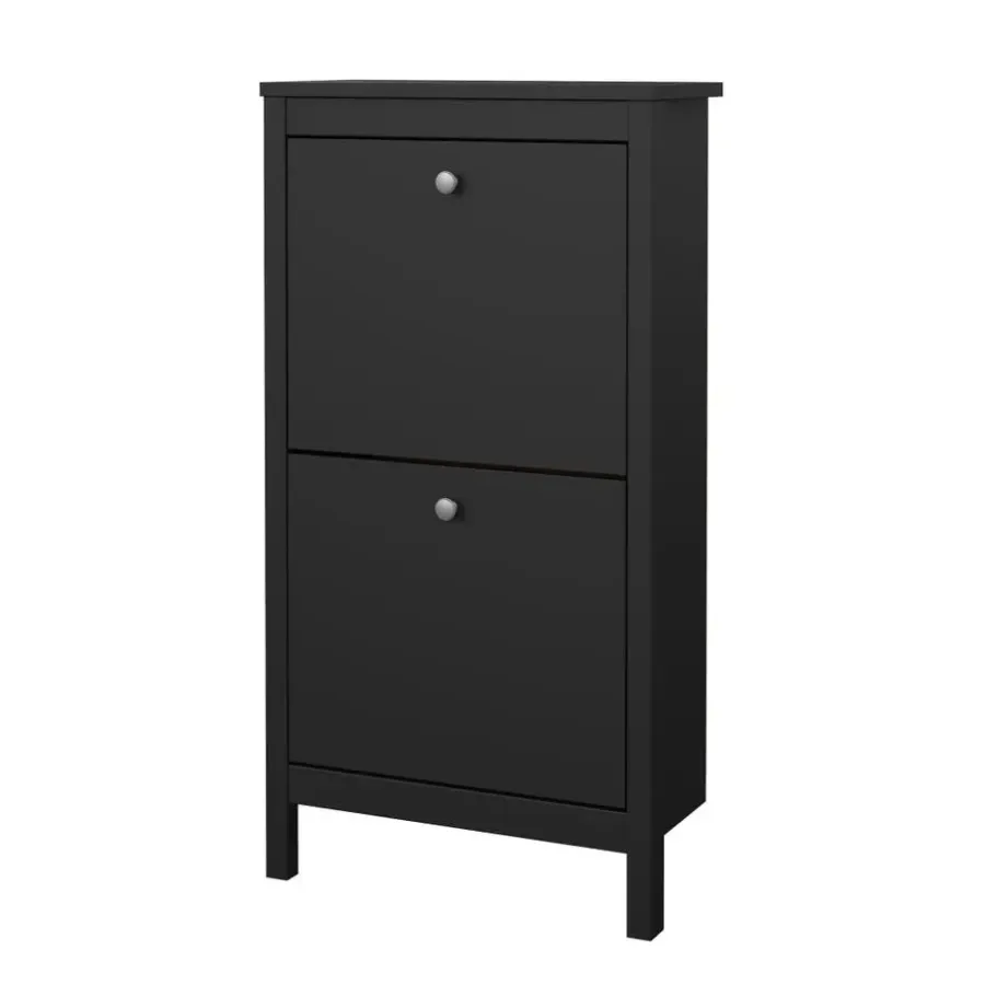 Schoenenkasten-Hioshop Madrid schoenenkast 2 kleppen zwart mat