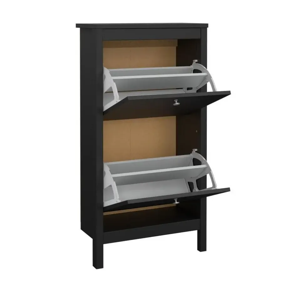 Schoenenkasten-Hioshop Madrid schoenenkast 2 kleppen zwart mat