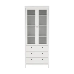 Buffetkasten-Hioshop Madrid vitrinekast 2 glazen deuren 3 laden wit