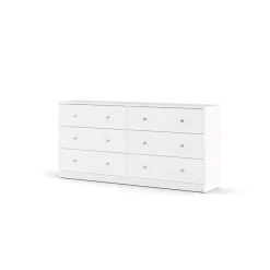 Hioshop Maria kommode breed met 6 lades- wit