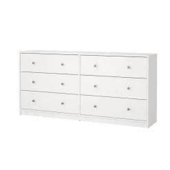 Hioshop Maria kommode breed met 6 lades- wit
