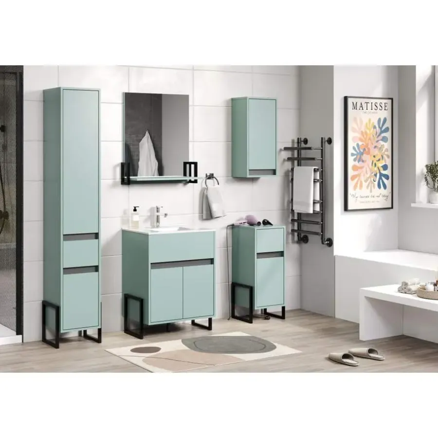 Spiegelkasten-Hioshop Matix spiegel bad met plank blauw- grijs