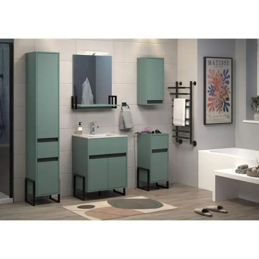 Spiegelkasten-Hioshop Matix spiegel bad met plank blauw- grijs