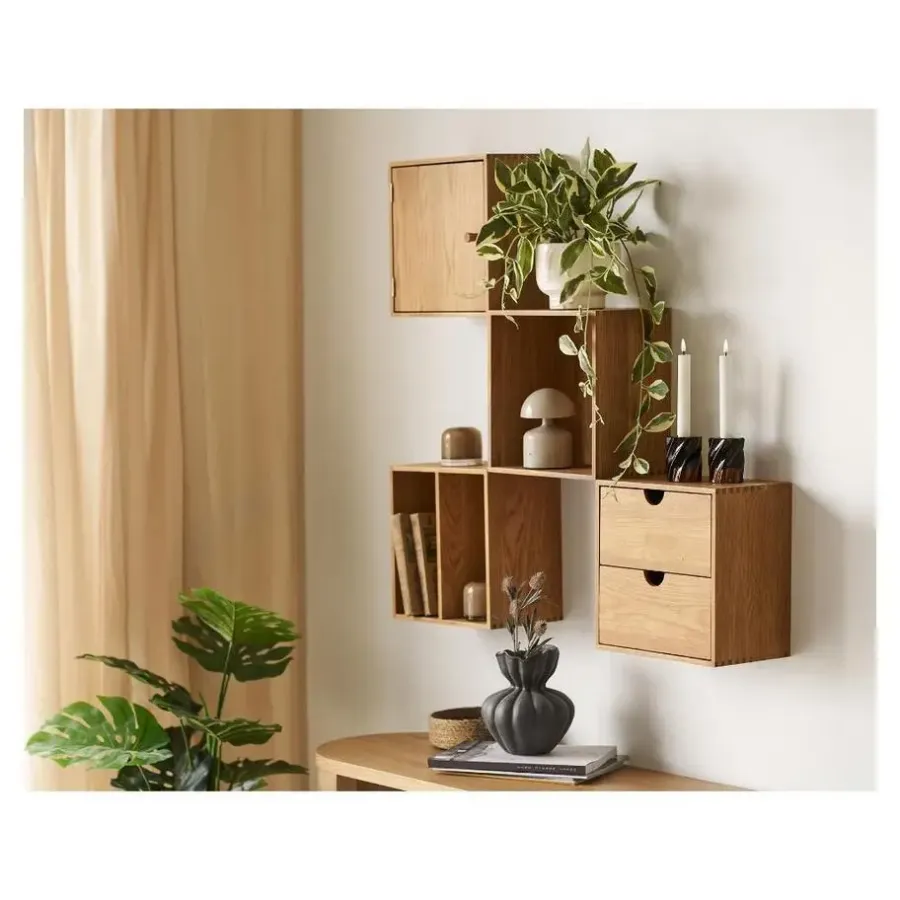 Wandkasten-Merkloos Hioshop Mina wandkast 1 deur eiken